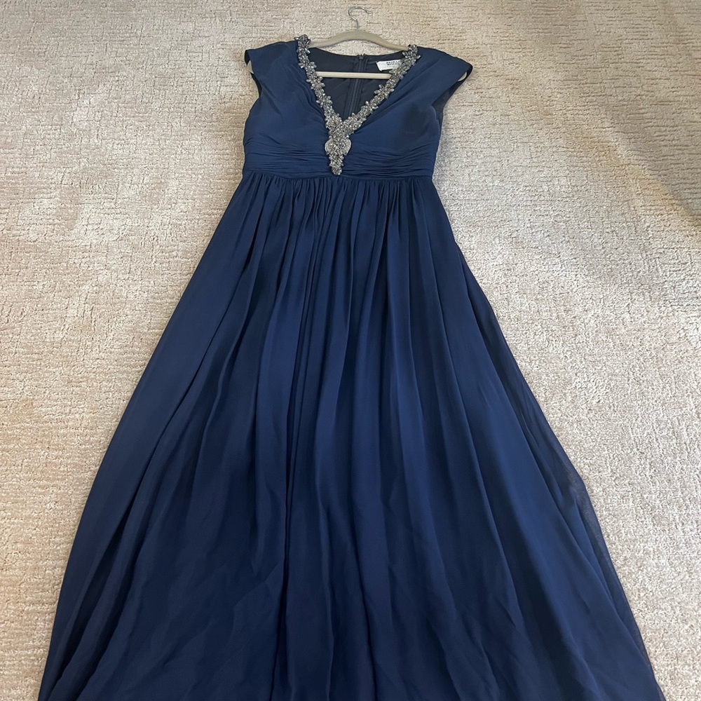 Navy Badgley Mischka long formal